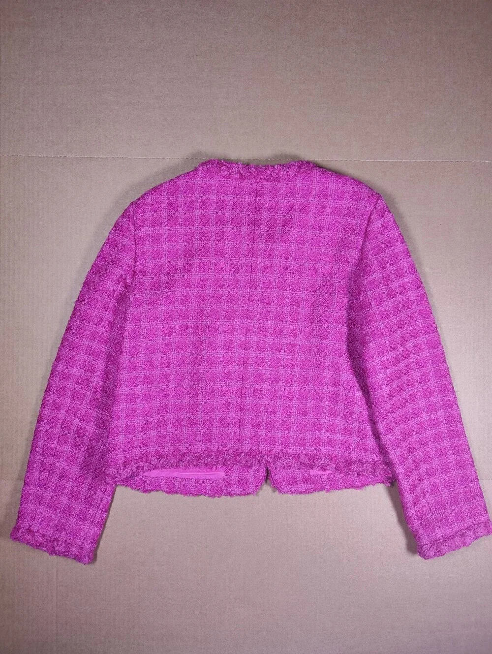 NWT Kate Spade Cadillac Tweed Wool Blend Pink Check Jacket Size 8 Retail 498$